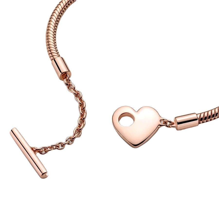 Heart T-Bar Snake Chain Bracelet