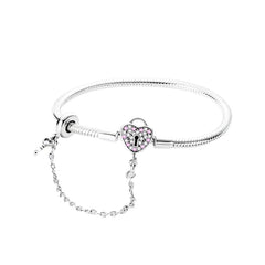 Pink Lock and Key Safety Chain Bracelet